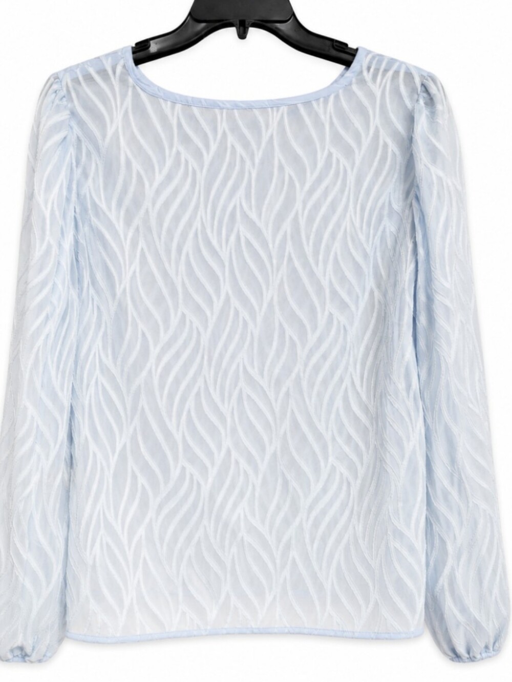 Source Unknown Women's Size Medium Light Blue Sheer Wave-Texture Blouse
